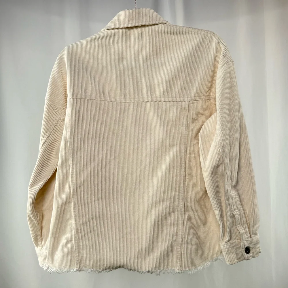 Zara Corduroy Shirt Jacket Raw‎ Hem in Cream Size Extra Small